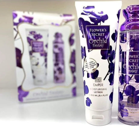 Flower's Secret Orchid Fantasy Emper SET Fragrance Mist & Moisturizing Lotion 250ml ea -The Perfect Gift Set for Any Date