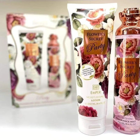 Flower's Secret Party SET Fragrance Mist  & Moisturizing Lotion (250ml each) NEW -The Perfect Gift Set for Any Date