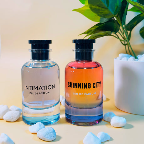 Emper Perfume DUO - Intimation & Shinning City- 3.4fl oz 100ml Each - Unisex Eau de Parfum - Pack of 2 Refreshing and Revitalizing Fragrances.
