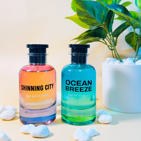 Emper Perfume DUO - Ocean Breeze & Shinning City - 3.4fl oz 100ml Each - Unisex Eau de Parfum - Pack of 2 Refreshing and Revitalizing Fragrances.