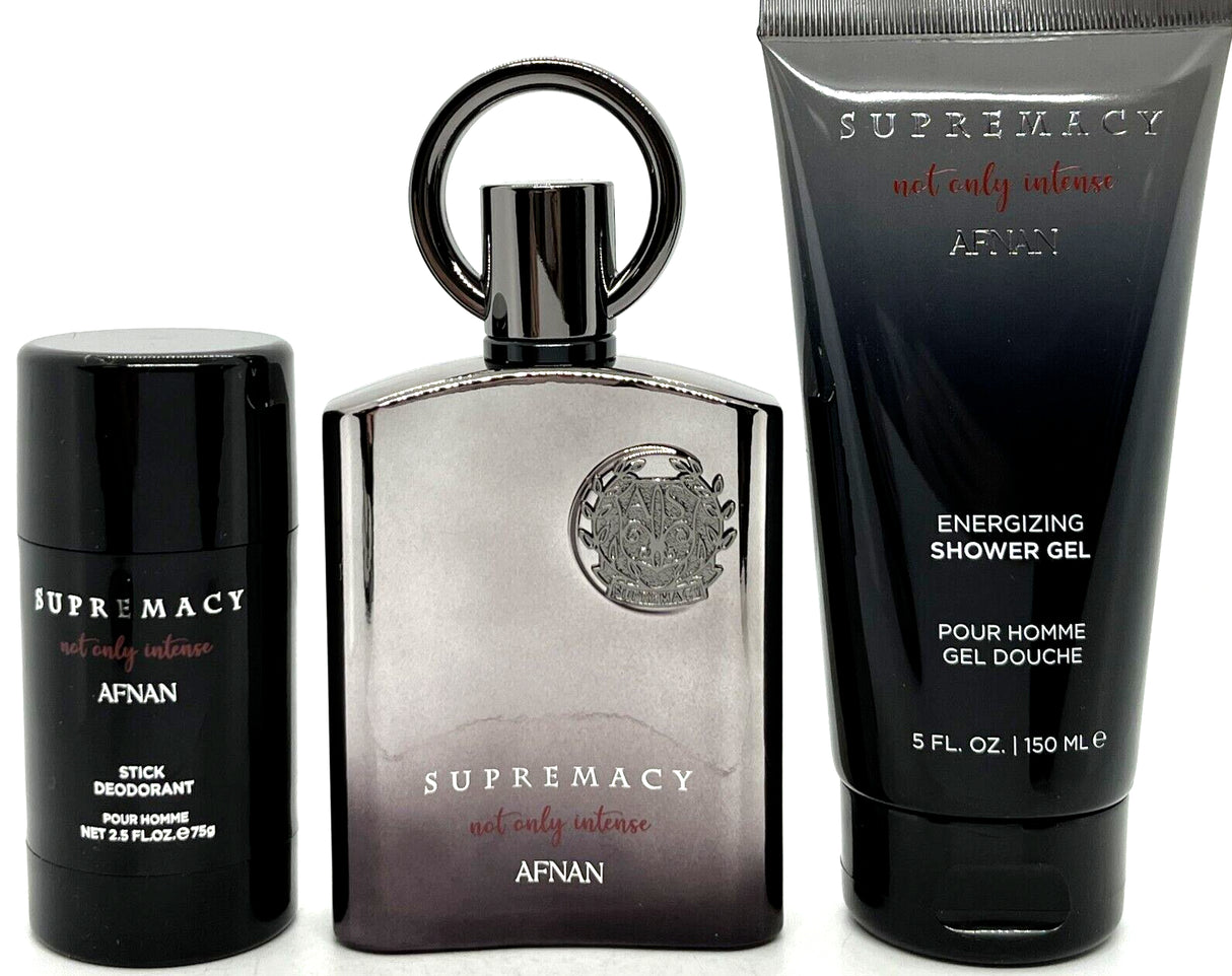 Supremacy Not Only Intense by Afnan - Extract de Parfum 3.4Fl.oz 100 ml, SHOWER GEL 150ML, DEODORANT STICK 75ML